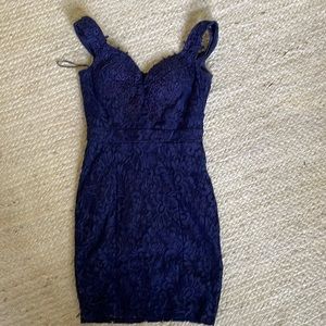 Blue Lace Off The Shoulder Dress